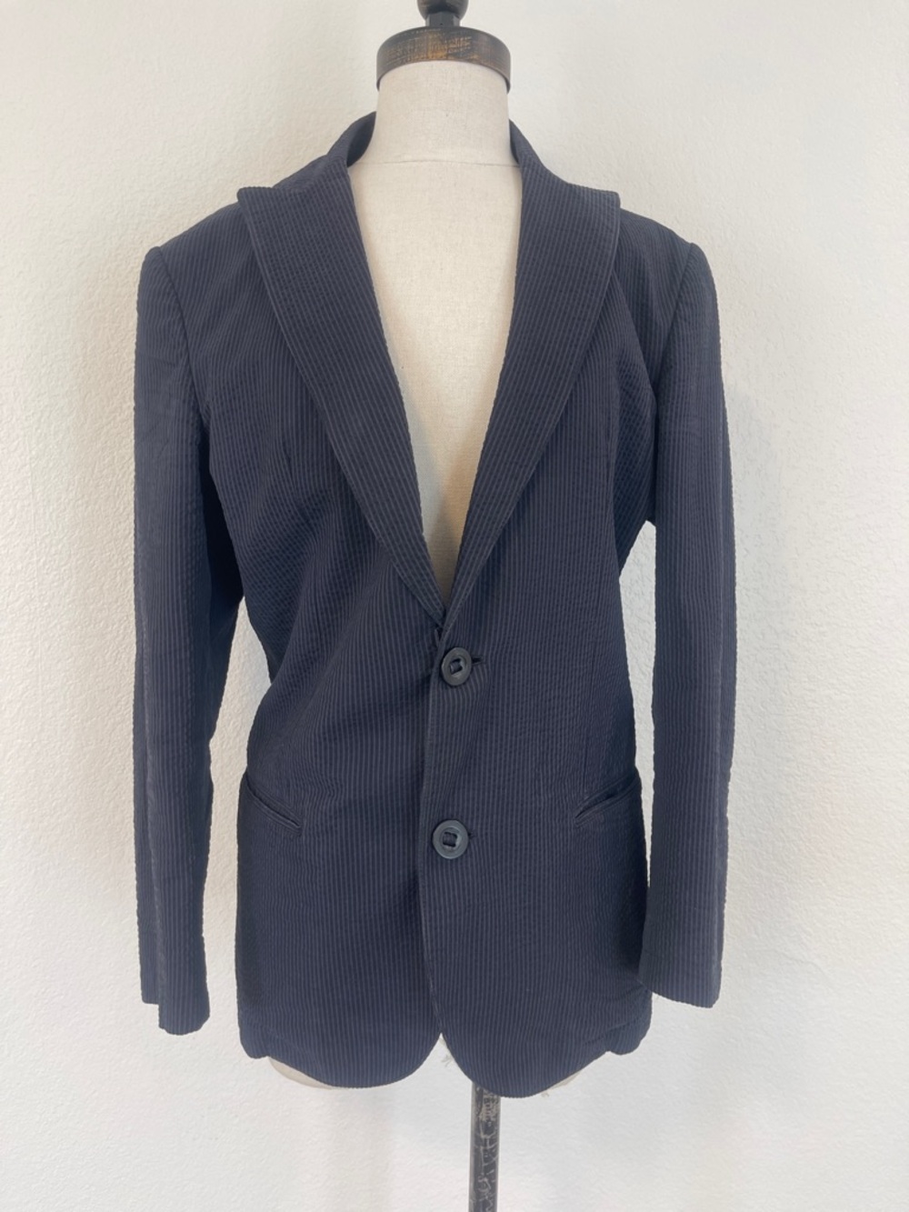 Emporio Armani Dark Navy Striped Pinstripe Jacket Sport Coat Blazer Small S Mens